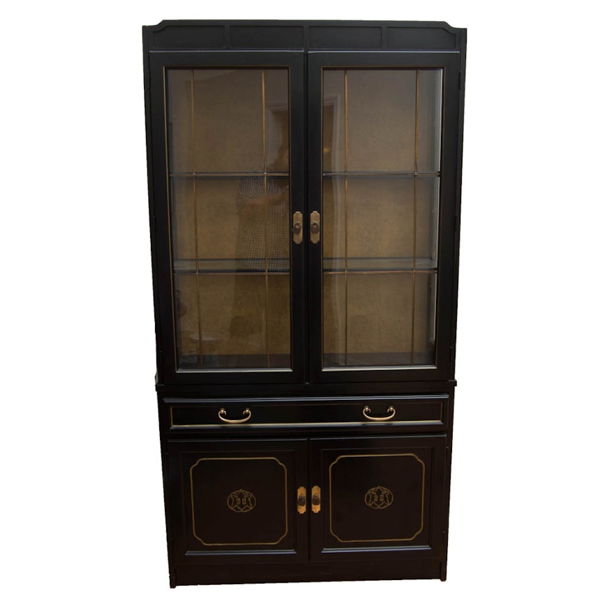 Chinese-Inspired Lighted China Cabinet