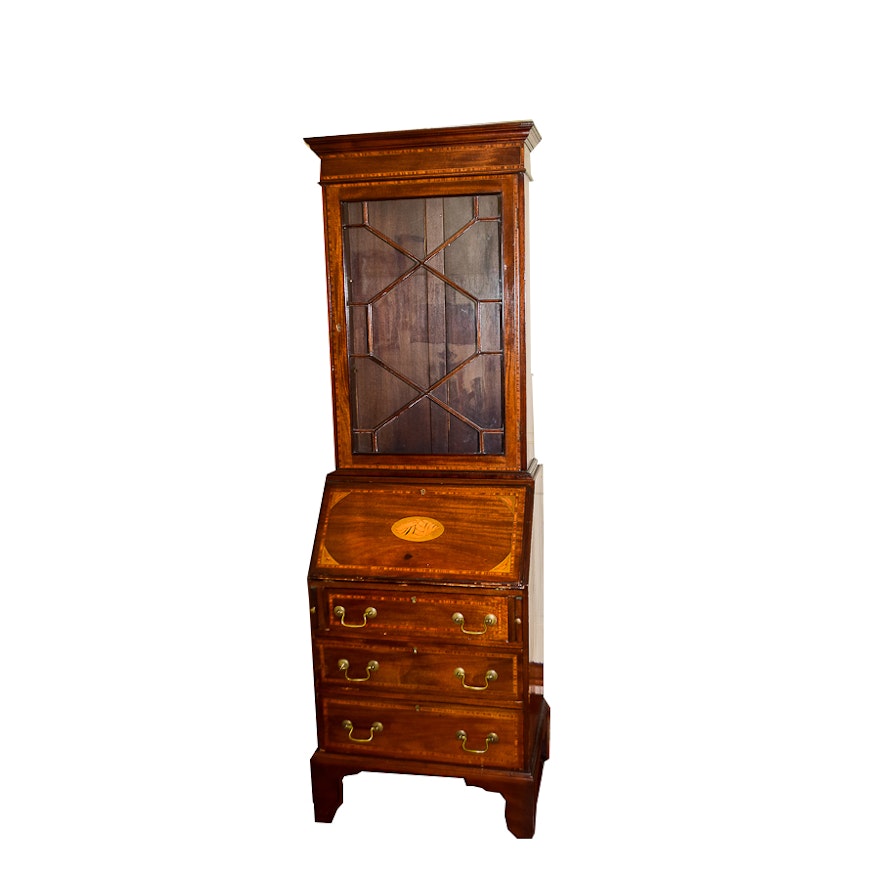 Vintage Hepplewhite Style Mahogany Secretary