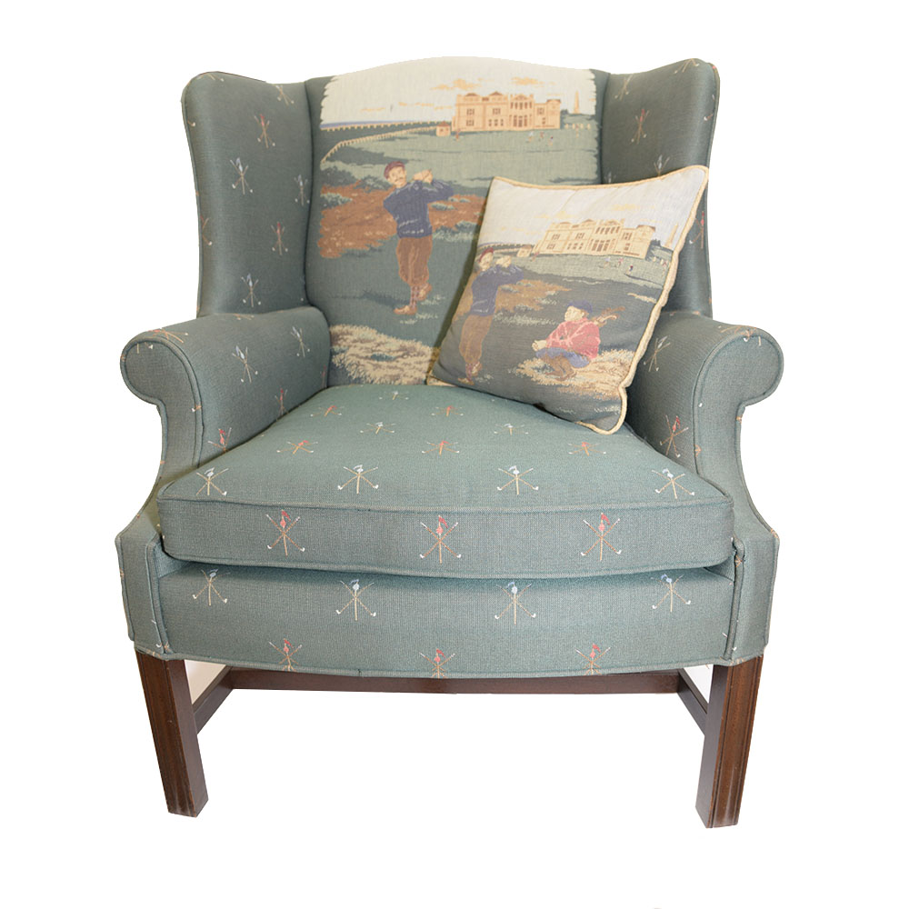 Golf Themed Wingback Armchair by Woodmark Originals