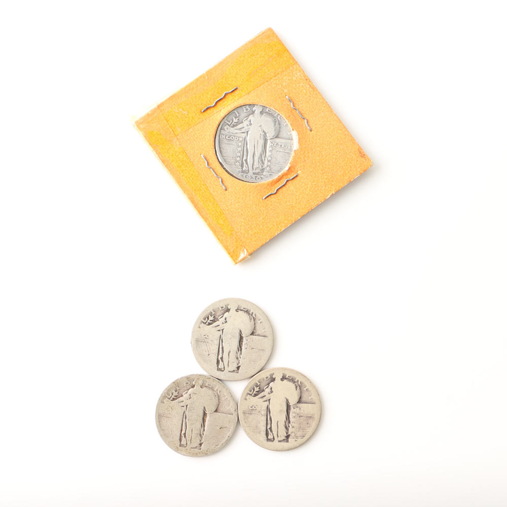 Four Standing Liberty Silver Quarters