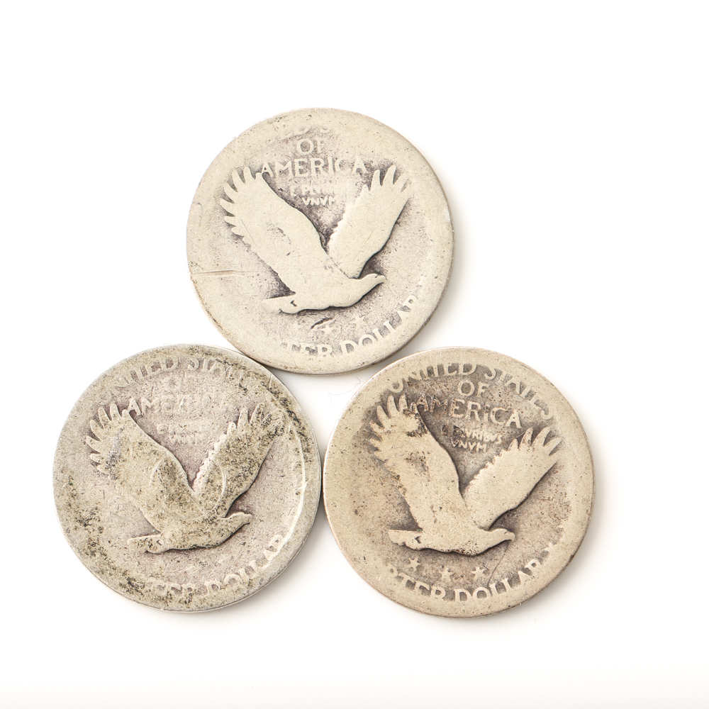 Four Standing Liberty Silver Quarters