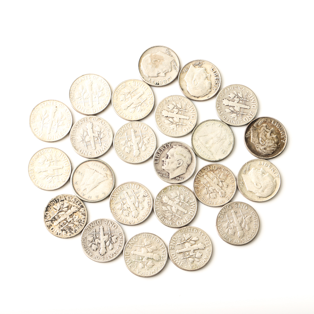 Twenty-Three Roosevelt Silver Dimes