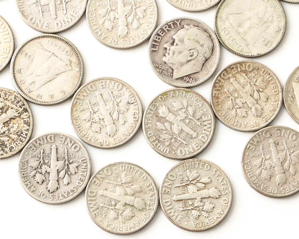 Twenty-Three Roosevelt Silver Dimes