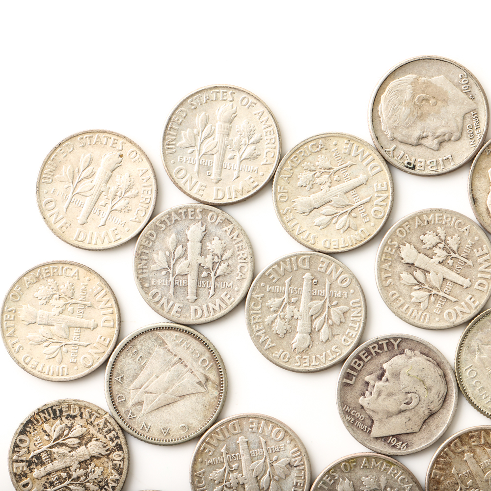 Twenty-Three Roosevelt Silver Dimes