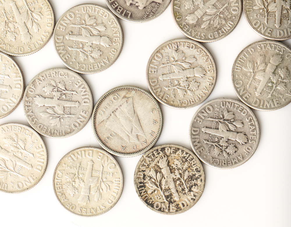 Twenty-Three Roosevelt Silver Dimes
