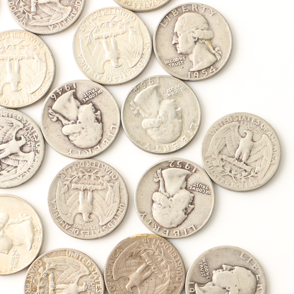 Thirty-Five Washington Silver Quarters