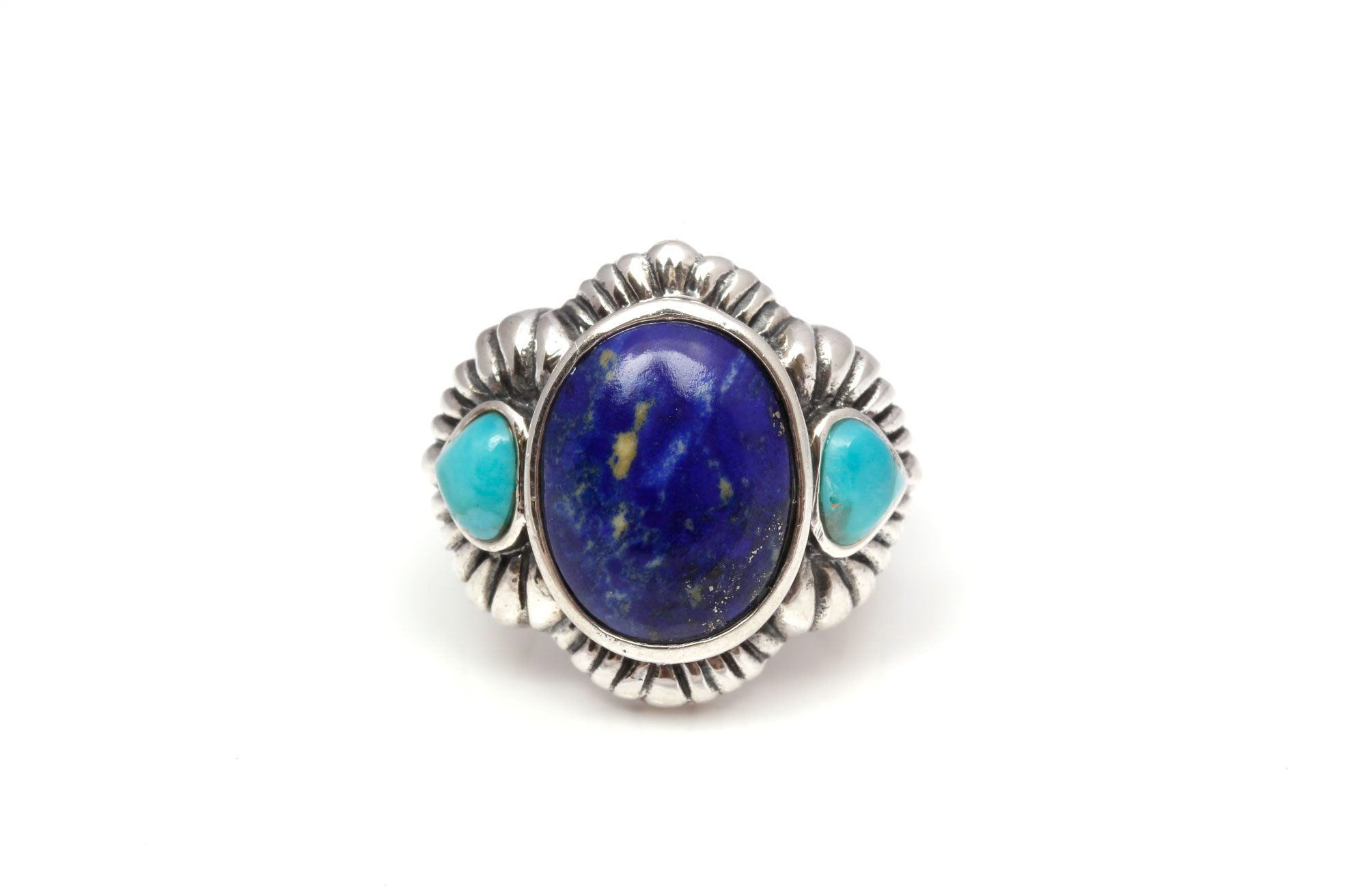 Sterling Silver Lapis Lazuli and Turquoise Ring
