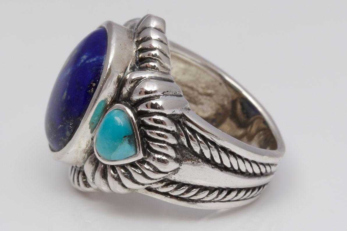 Sterling Silver Lapis Lazuli and Turquoise Ring