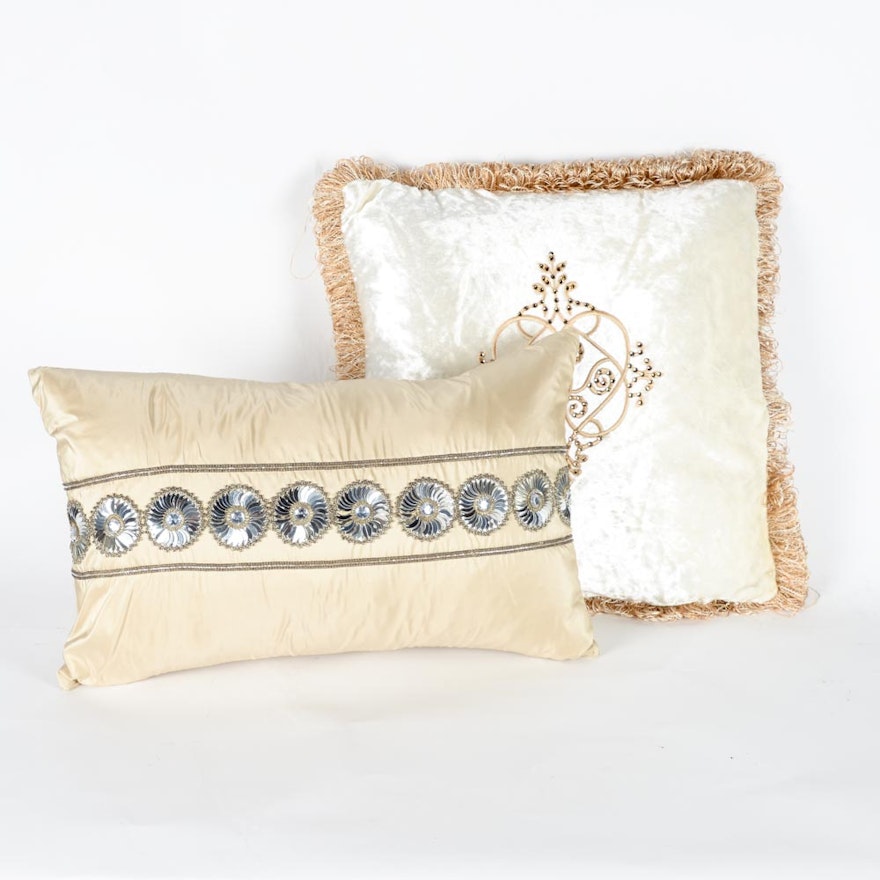 Pair of Down Sequin Decorative Pillows