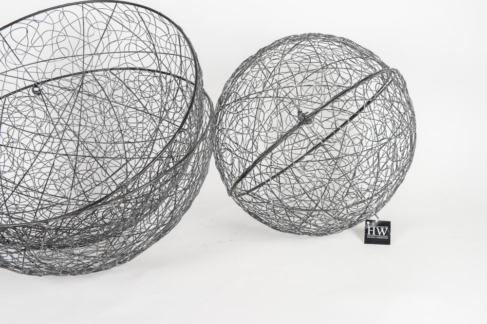 Pair of Round Metal Wire Spheres