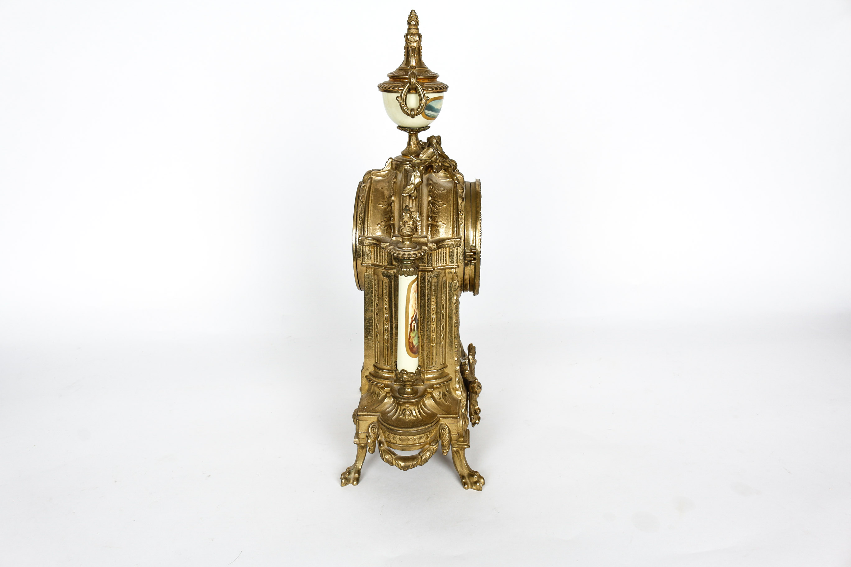 Louis XVI Style Hand-Painted Porcelain Mantel Clock