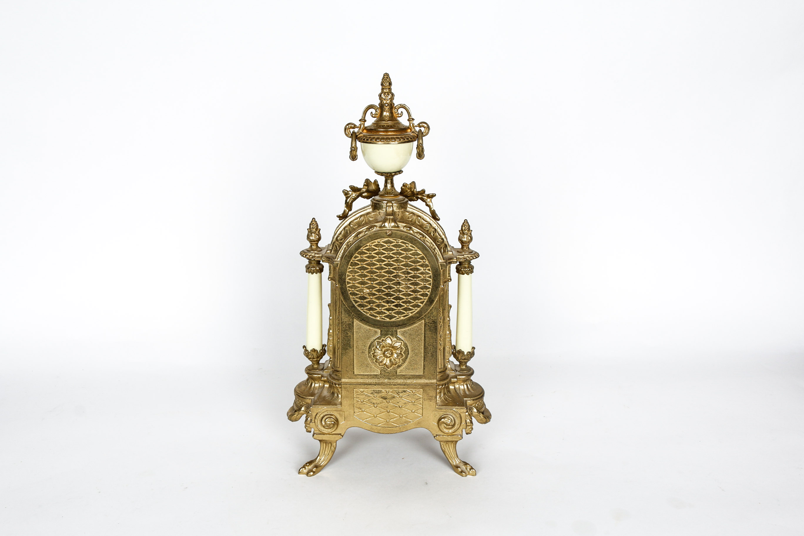 Louis XVI Style Hand-Painted Porcelain Mantel Clock