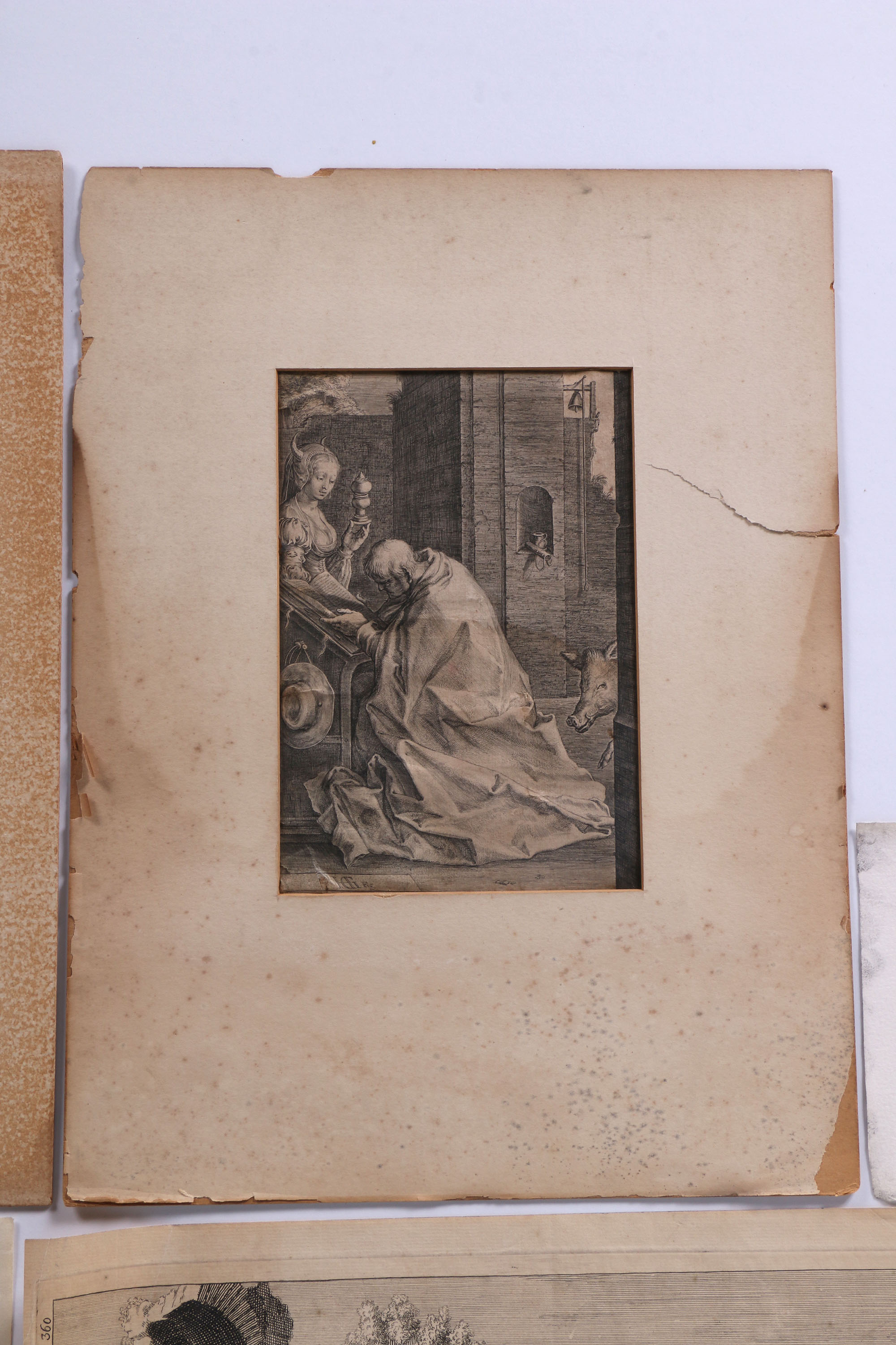 Monogrammed Old Master Print and Other Intaglio Prints of Various Scenes