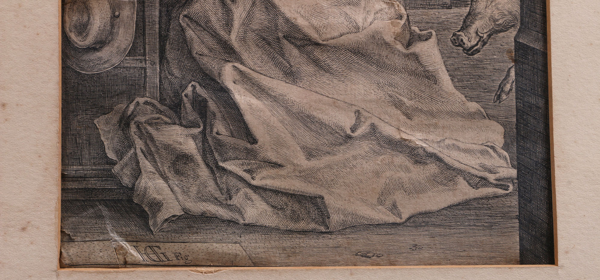 Monogrammed Old Master Print and Other Intaglio Prints of Various Scenes