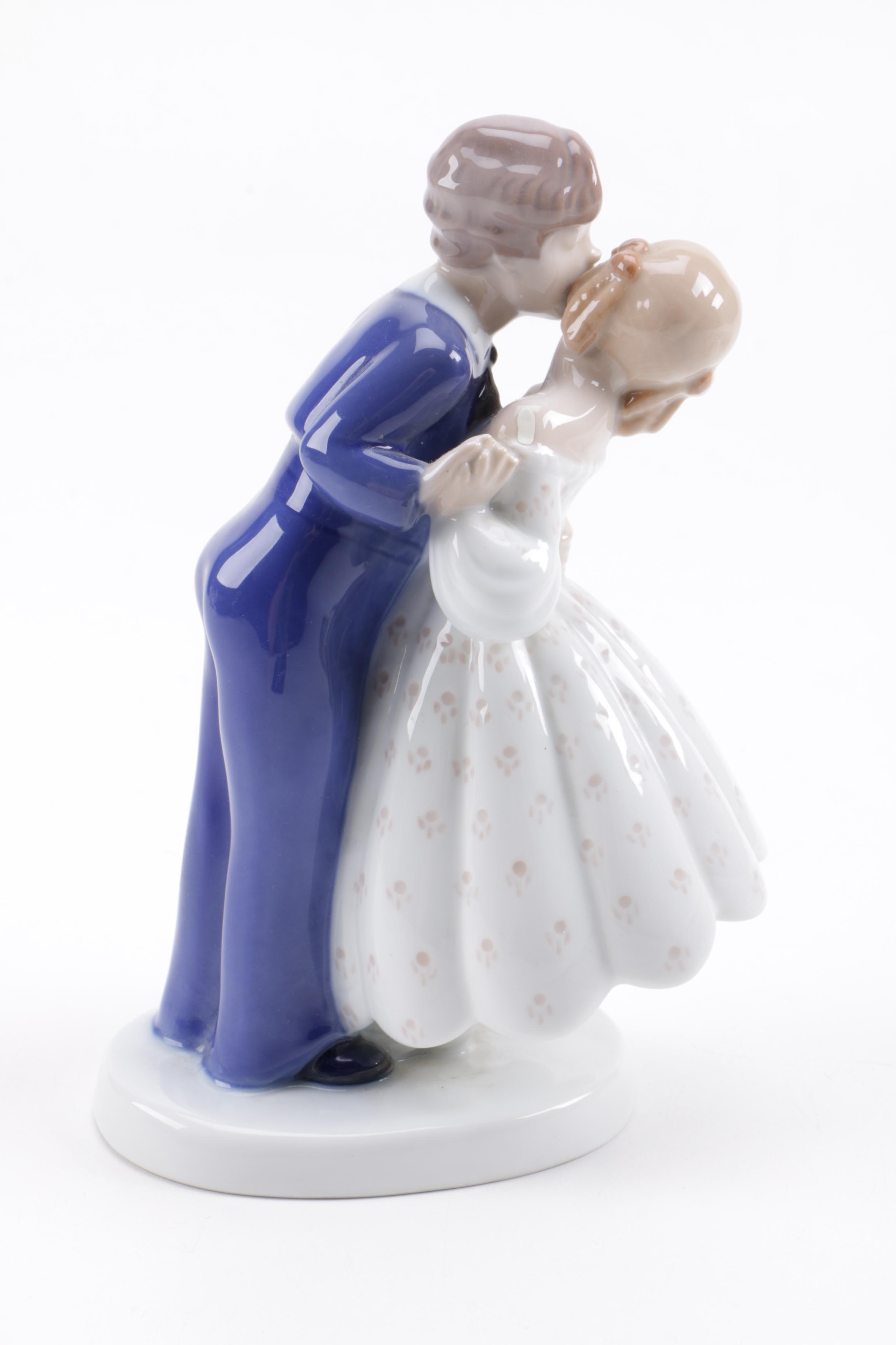 Porcelain Décor Featuring Bing & Grondahl "First Kiss" Figure
