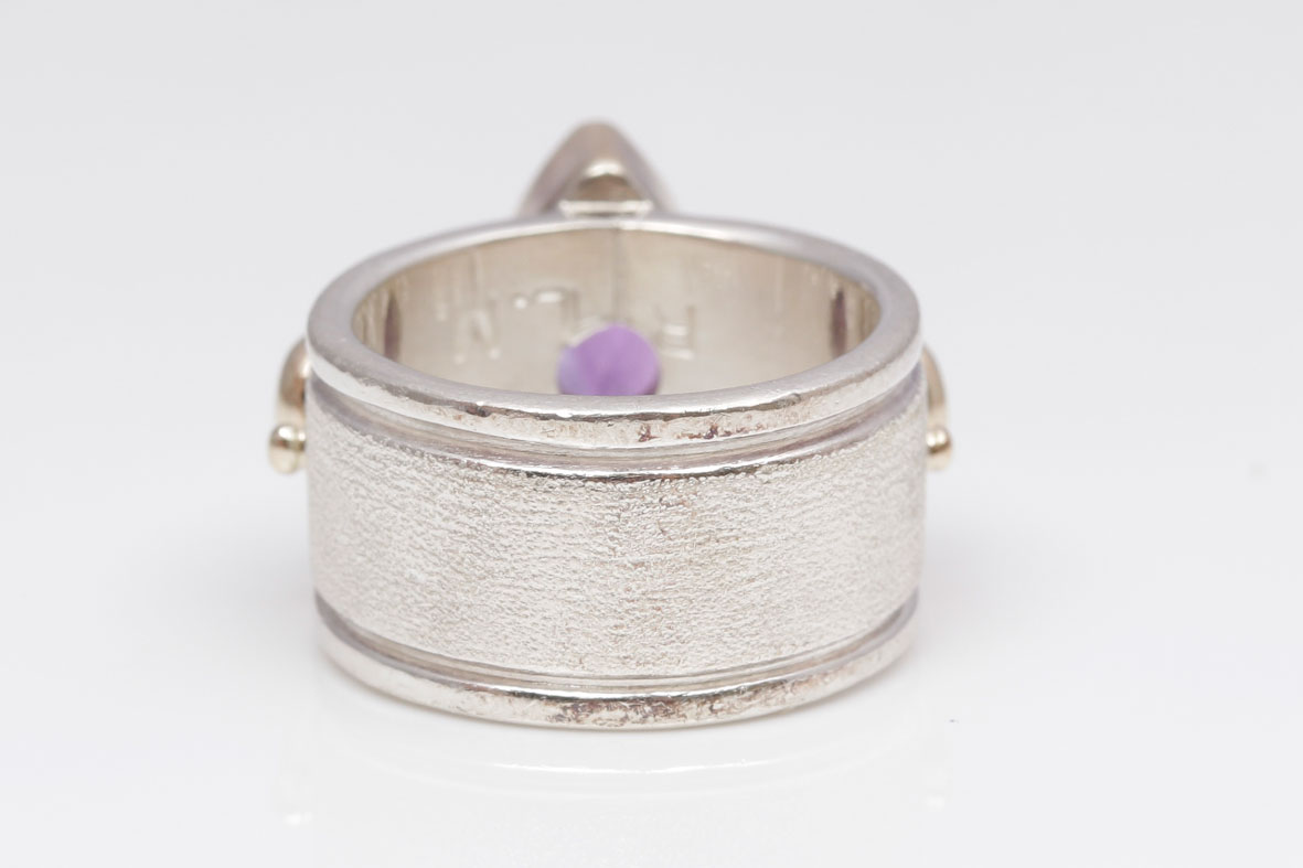 Sterling Silver 14K Gold Accented Amethyst Ring