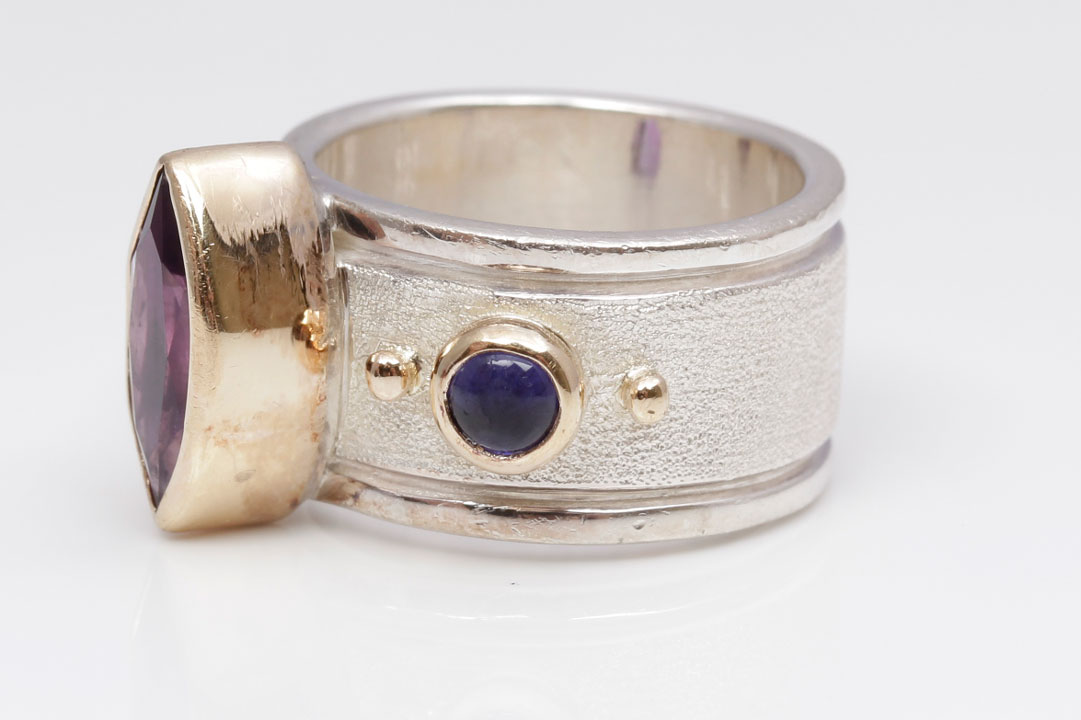 Sterling Silver 14K Gold Accented Amethyst Ring