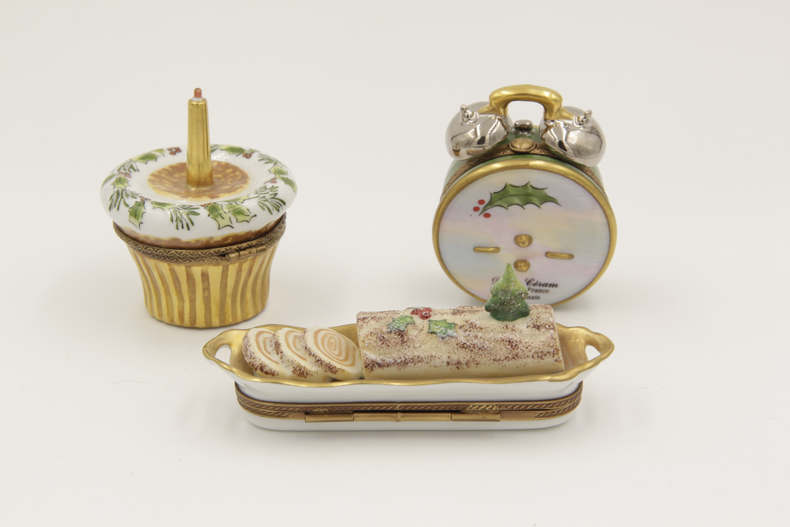 Limoges Hand-Painted Holiday Trinket Boxes