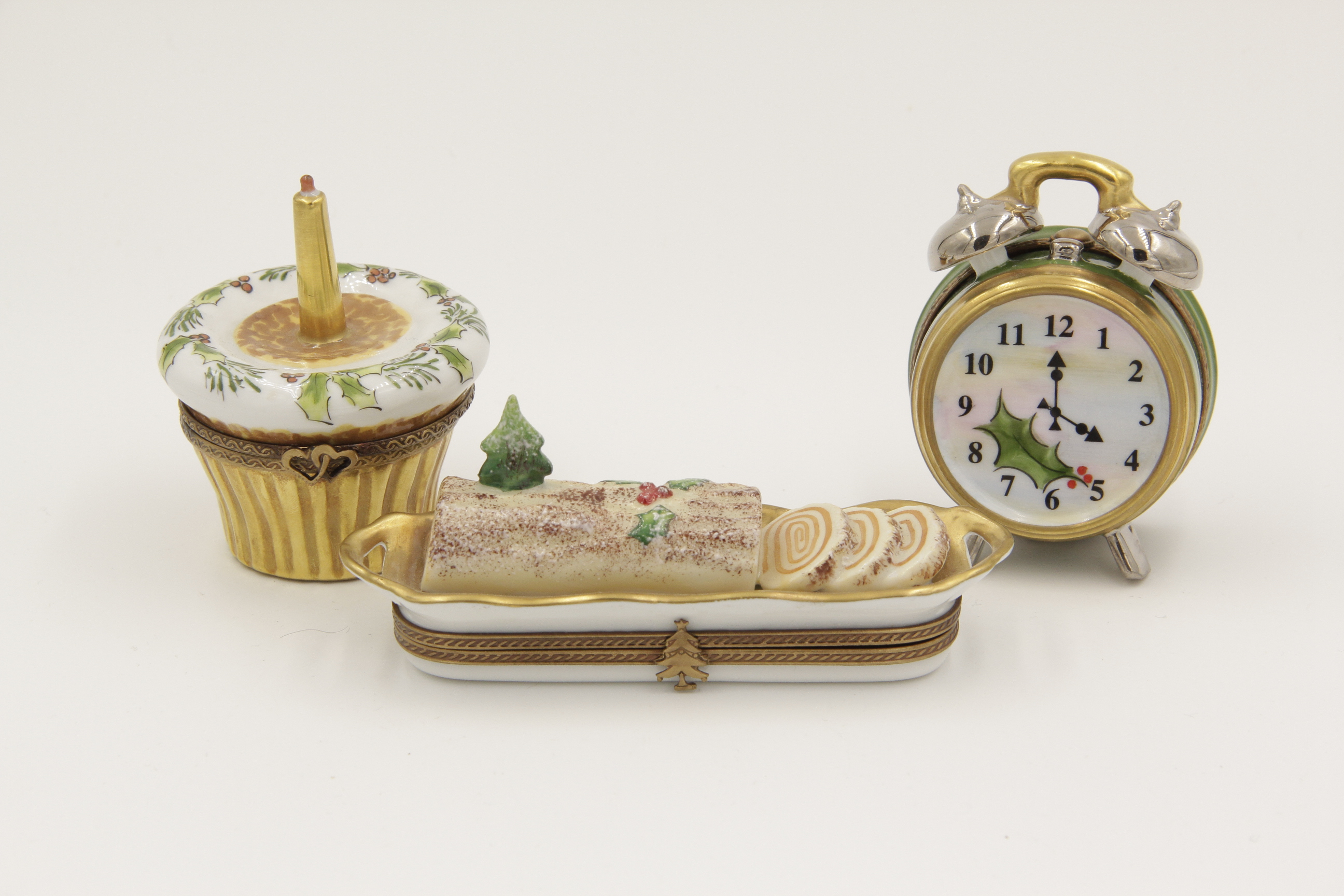 Limoges Hand-Painted Holiday Trinket Boxes