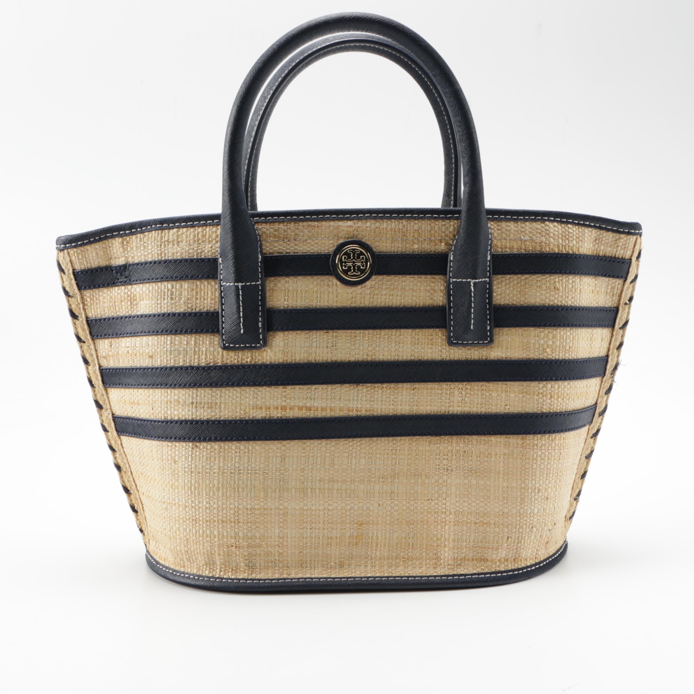 Tory Burch Stripe Straw Mini Tote