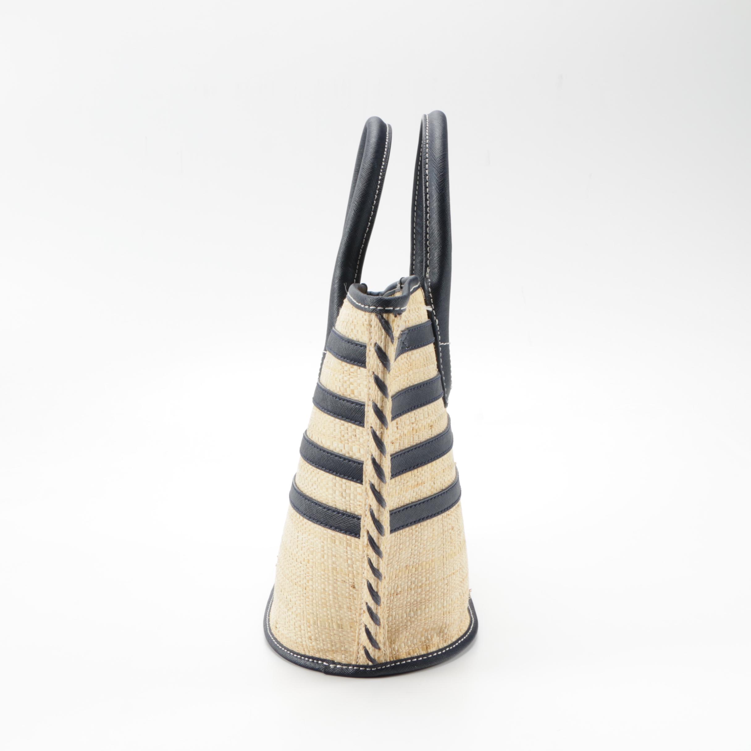 Tory Burch Stripe Straw Mini Tote