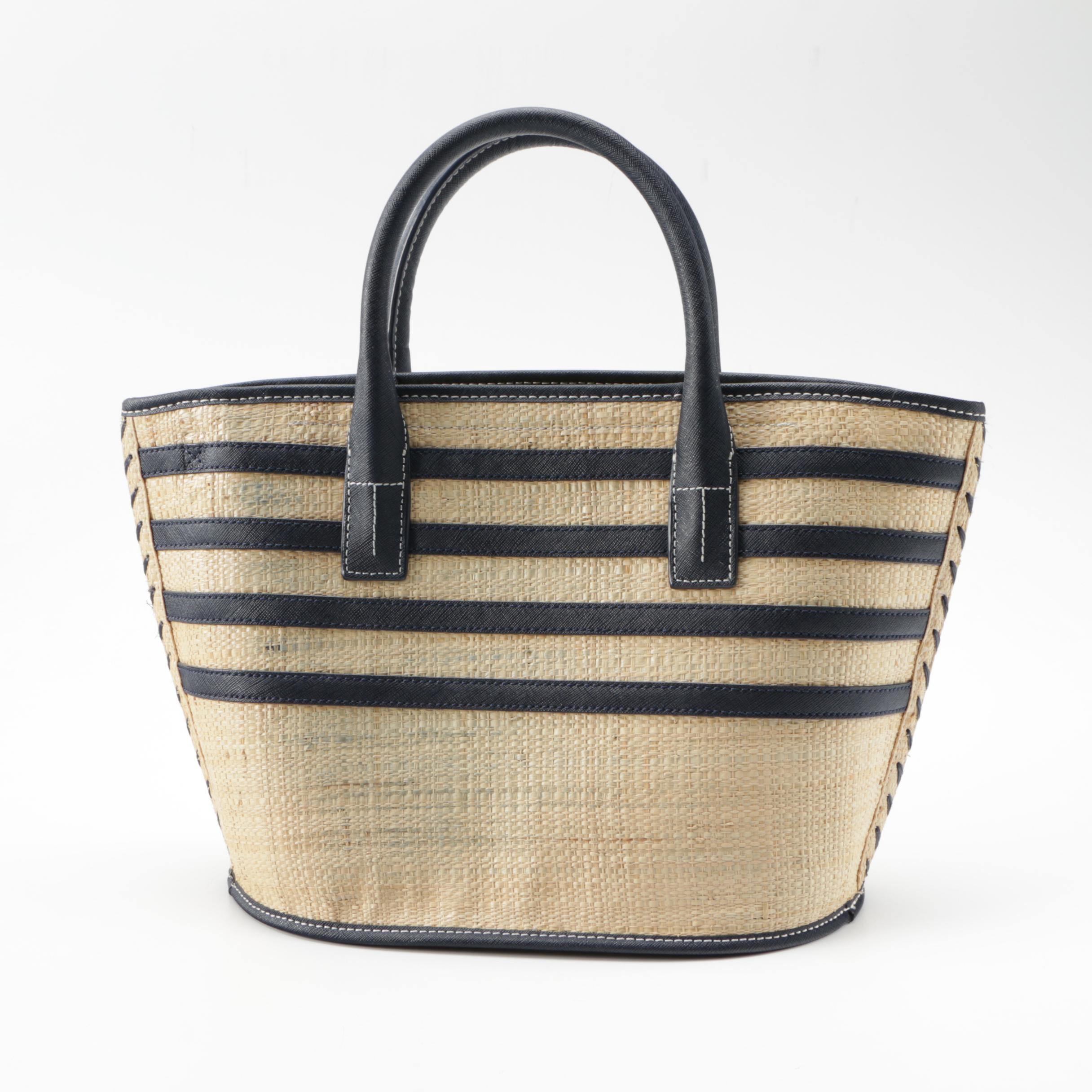 Tory Burch Stripe Straw Mini Tote