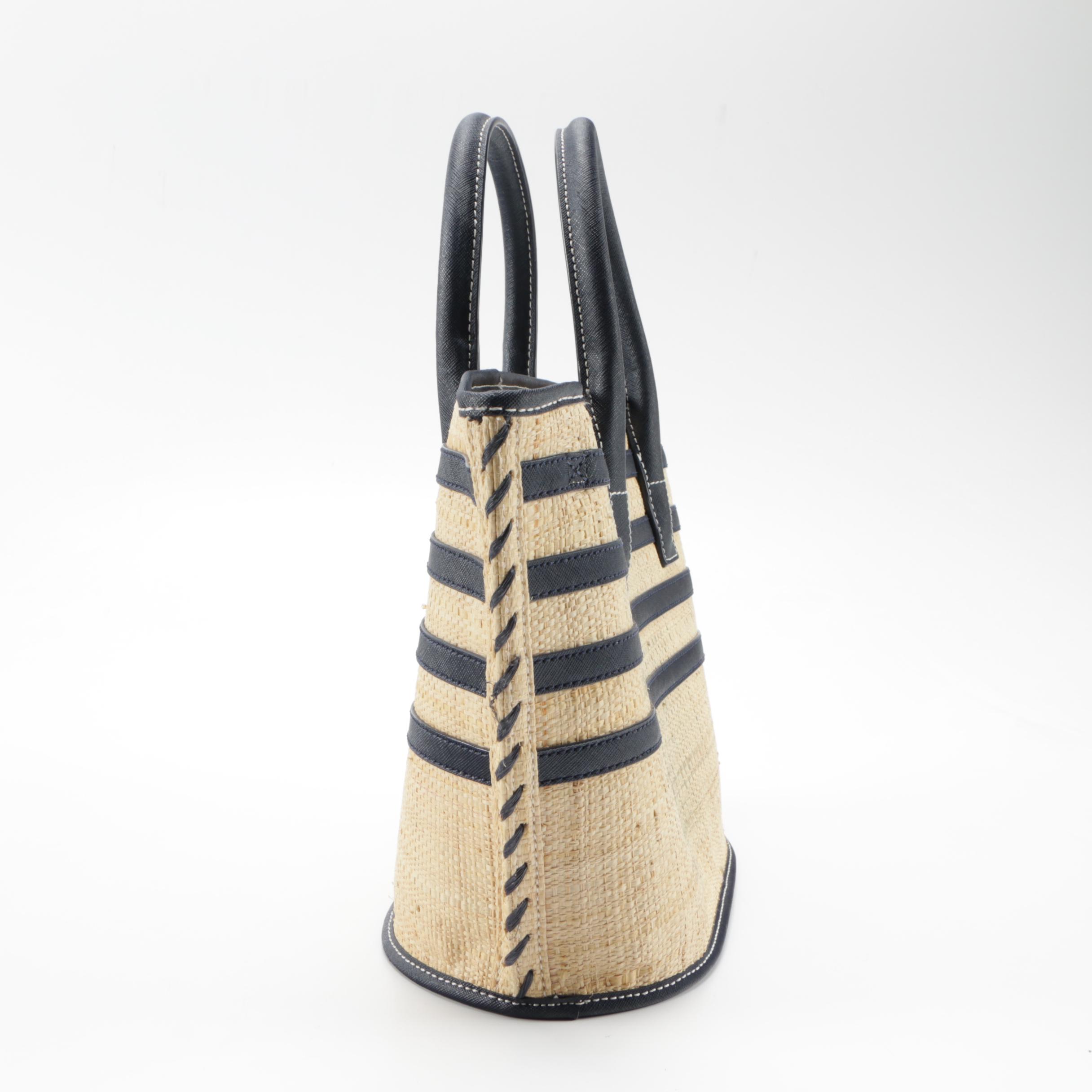 Tory Burch Stripe Straw Mini Tote