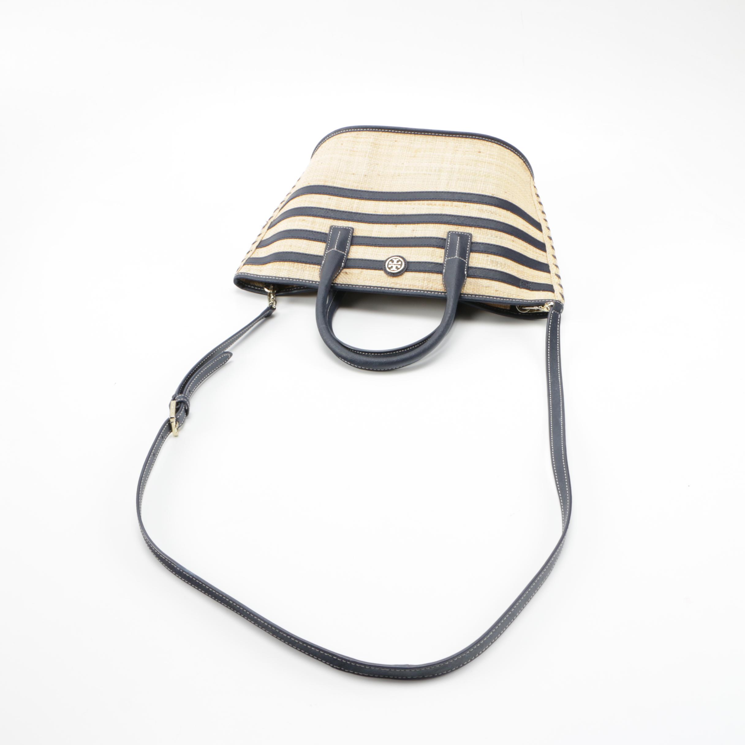 Tory Burch Stripe Straw Mini Tote