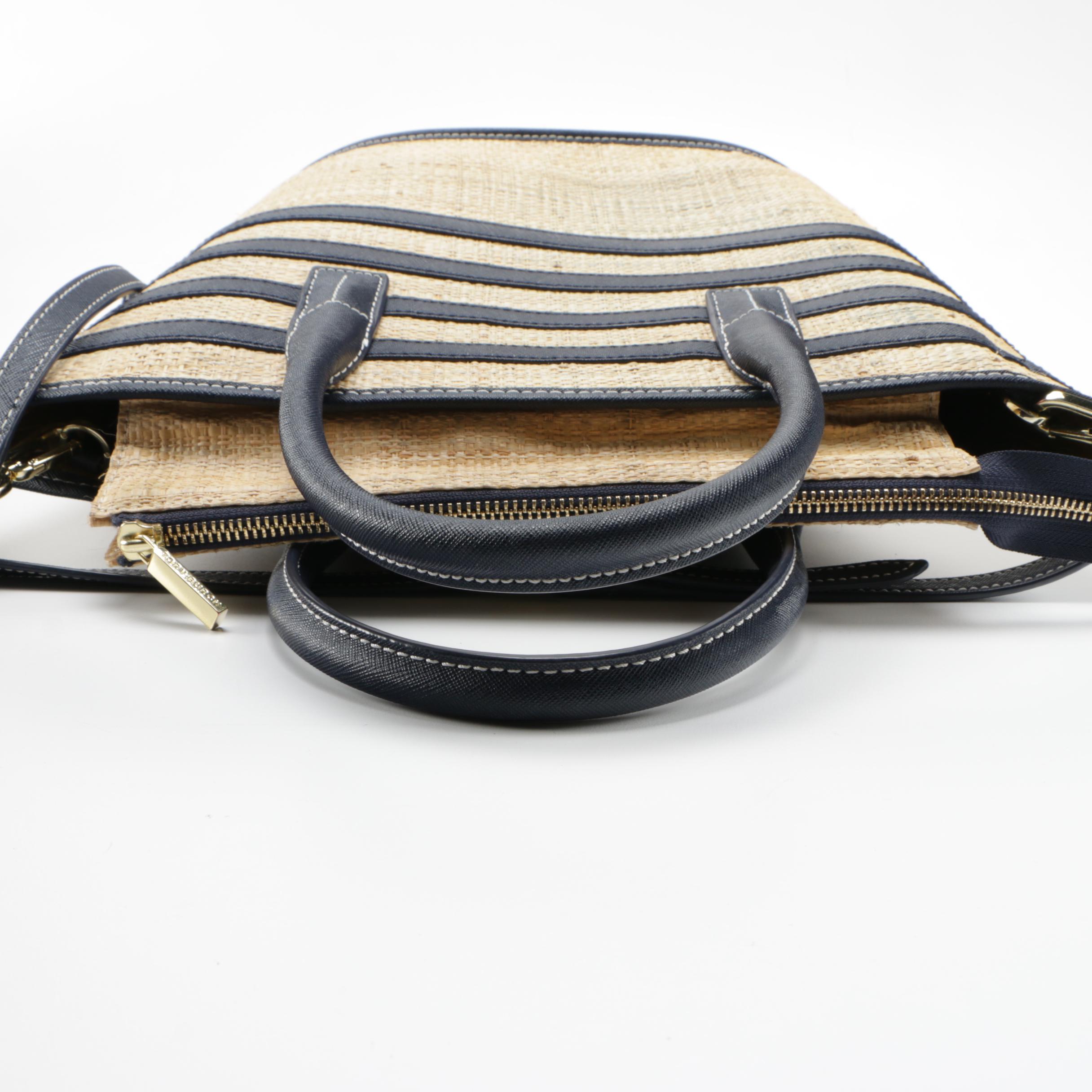 Tory Burch Stripe Straw Mini Tote