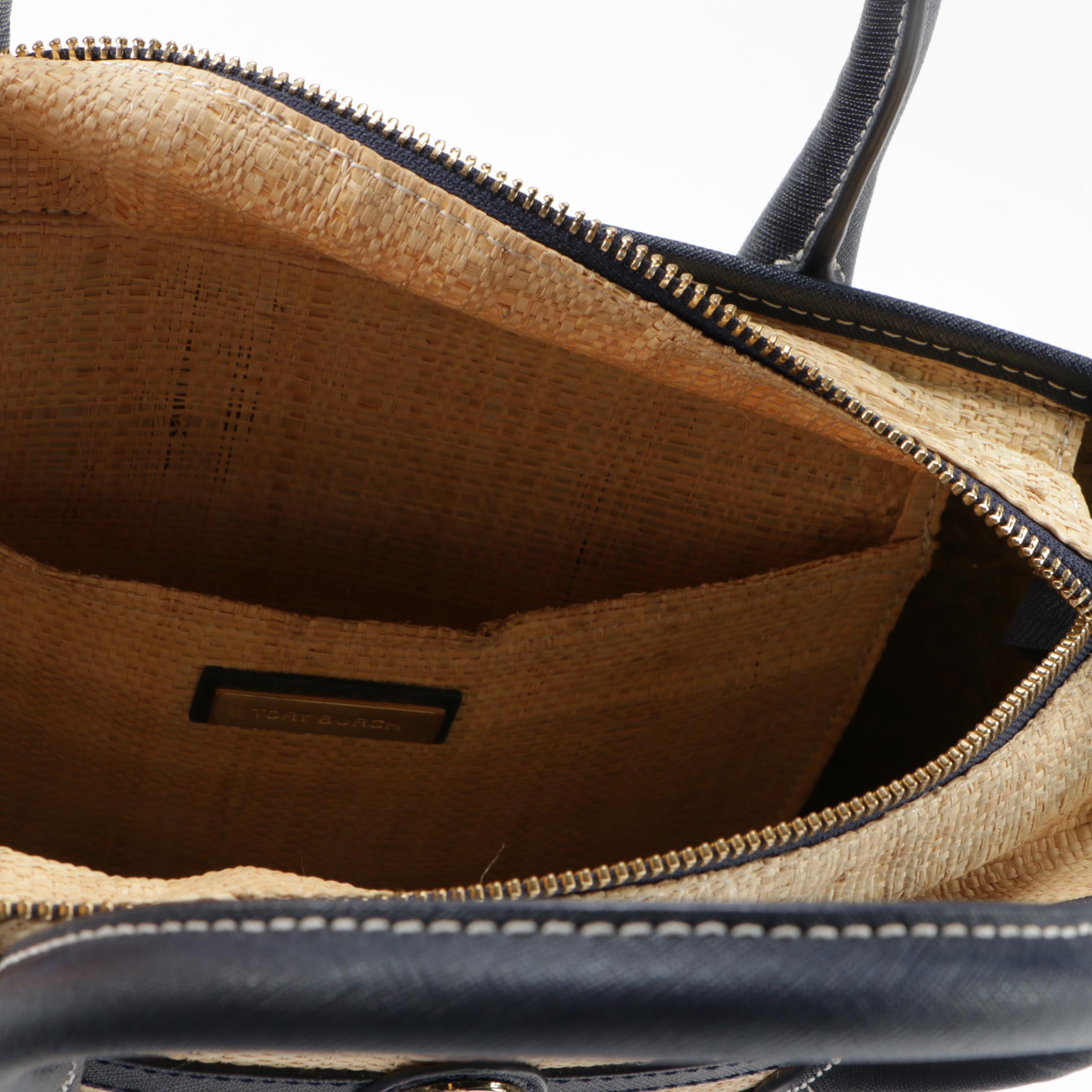 Tory Burch Stripe Straw Mini Tote