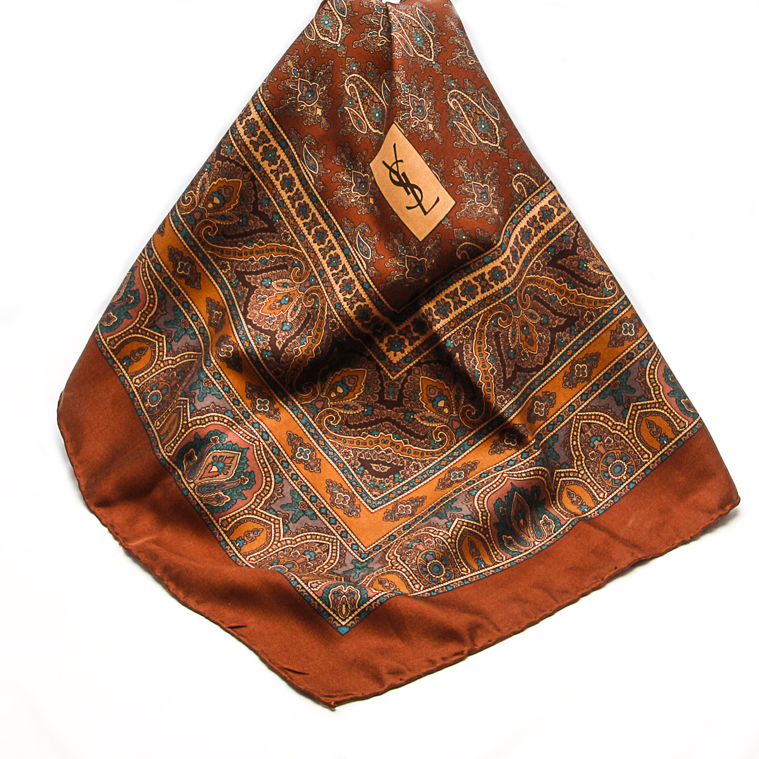 Yves Saint Laurent Brown Paisley Scarf