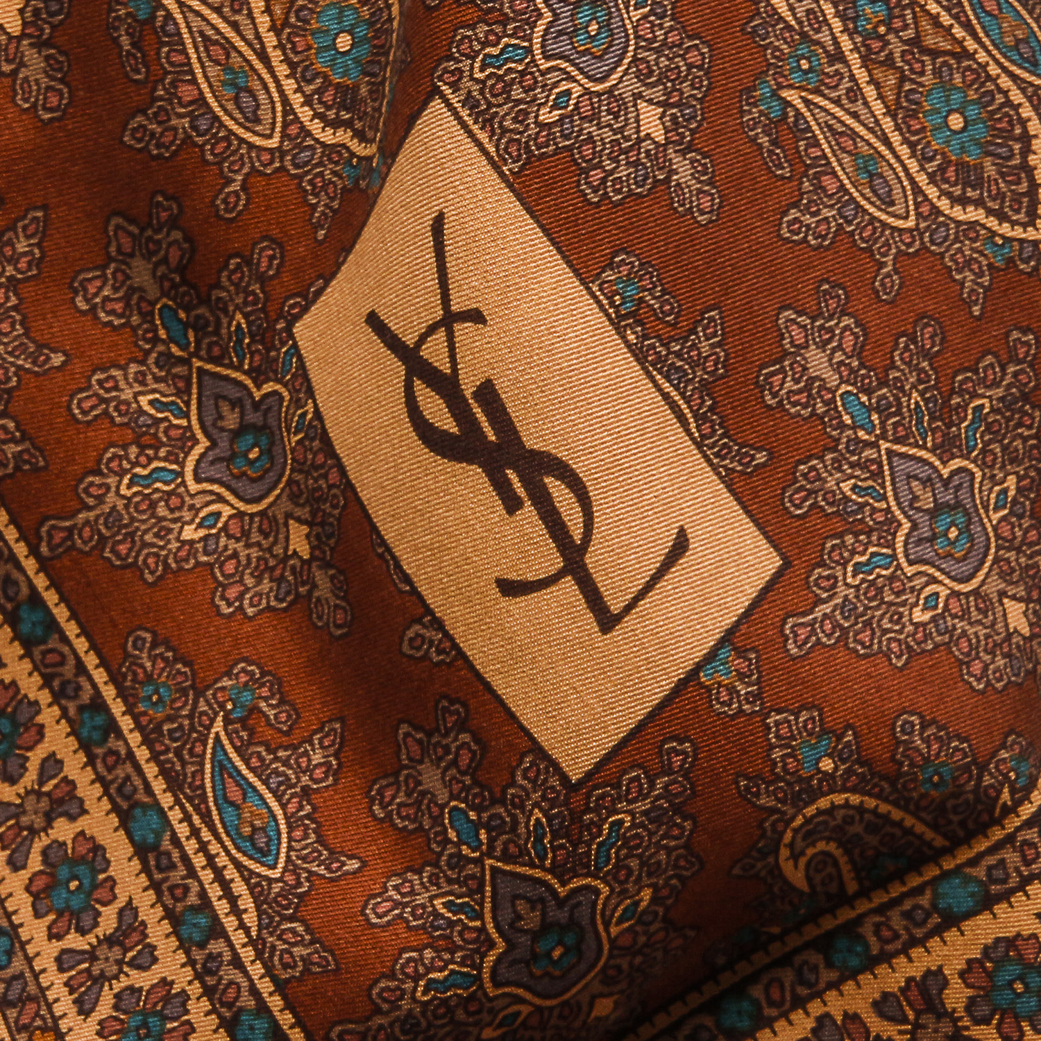 Yves Saint Laurent Brown Paisley Scarf