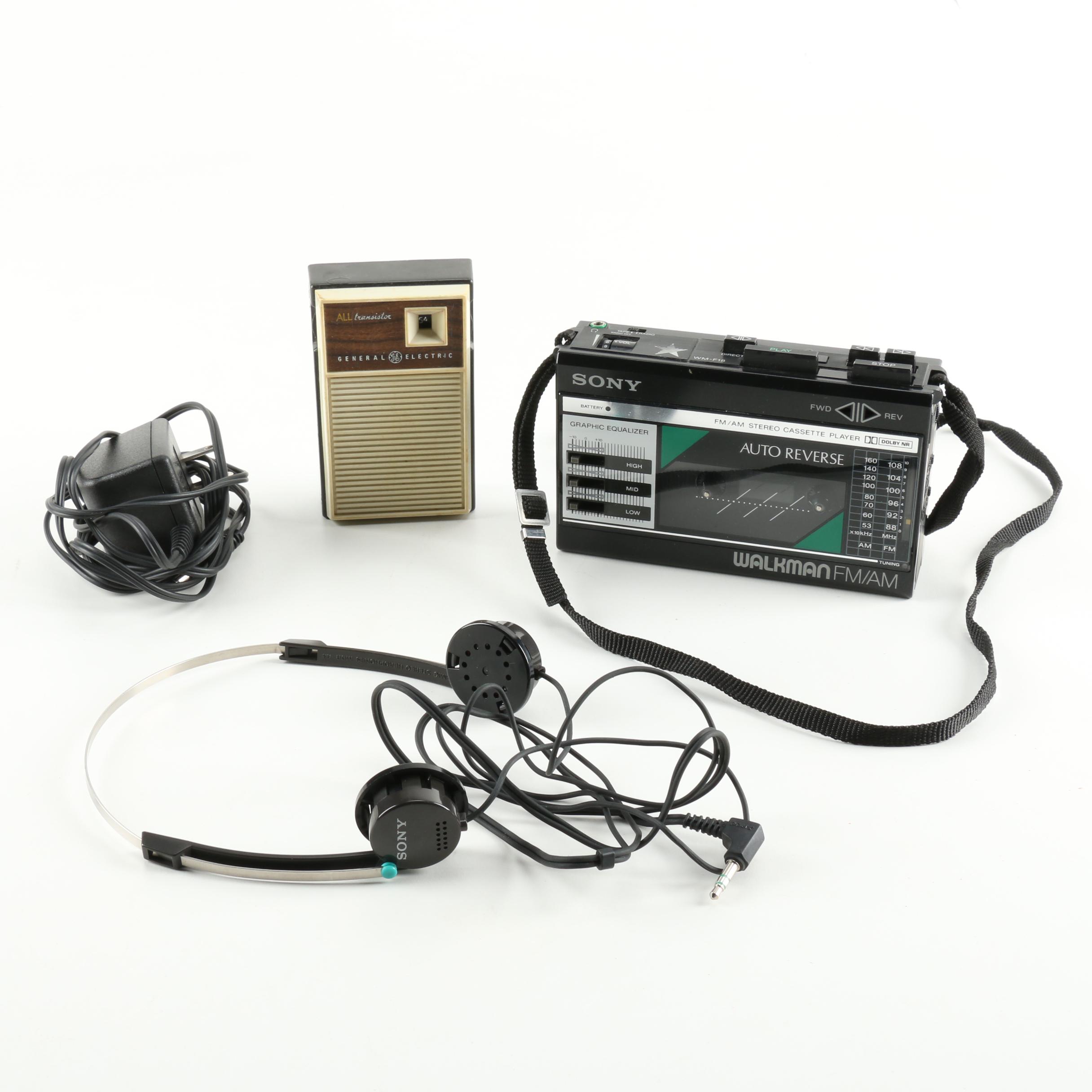 Vintage Sony Walkman FM/AM and GE All Transistor Radio