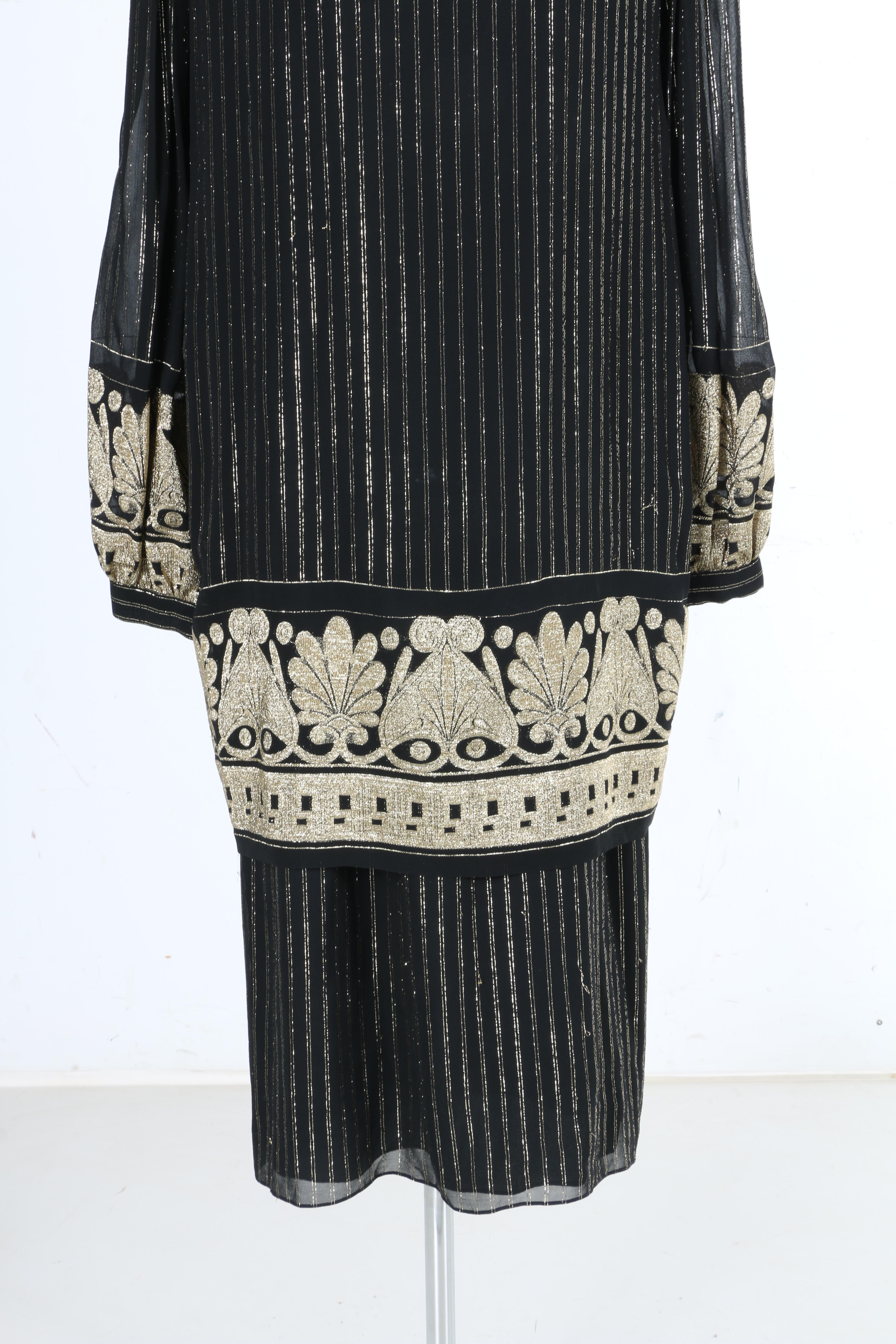 Black and Gold Slip Dress With Top