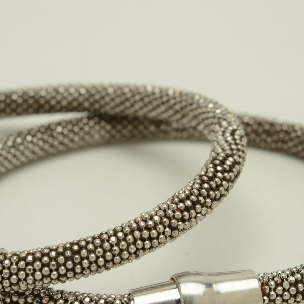 Two Milor Italian Sterling Silver Cluster Beaded Bangles