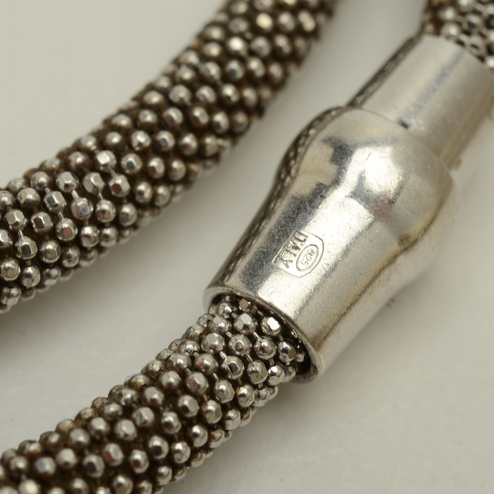 Two Milor Italian Sterling Silver Cluster Beaded Bangles