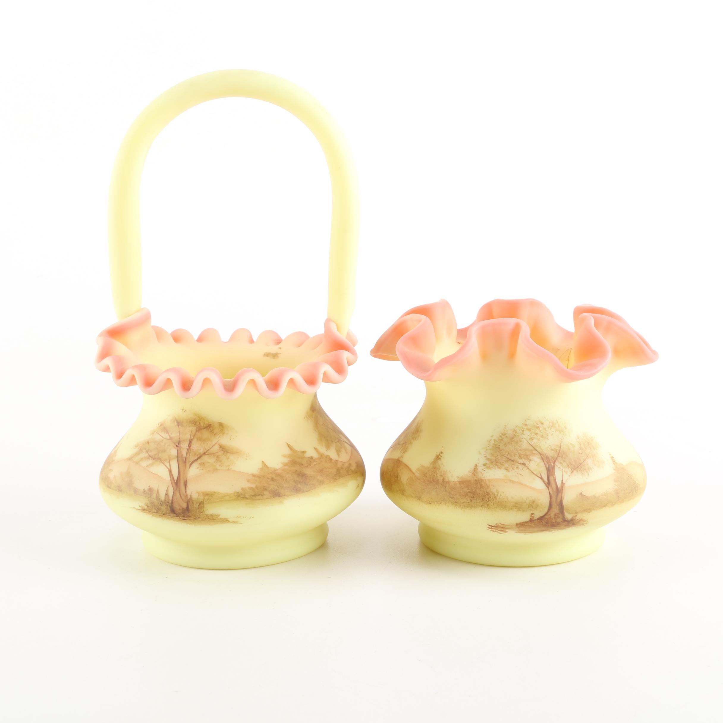 Signed Fenton "Burmese" Vases