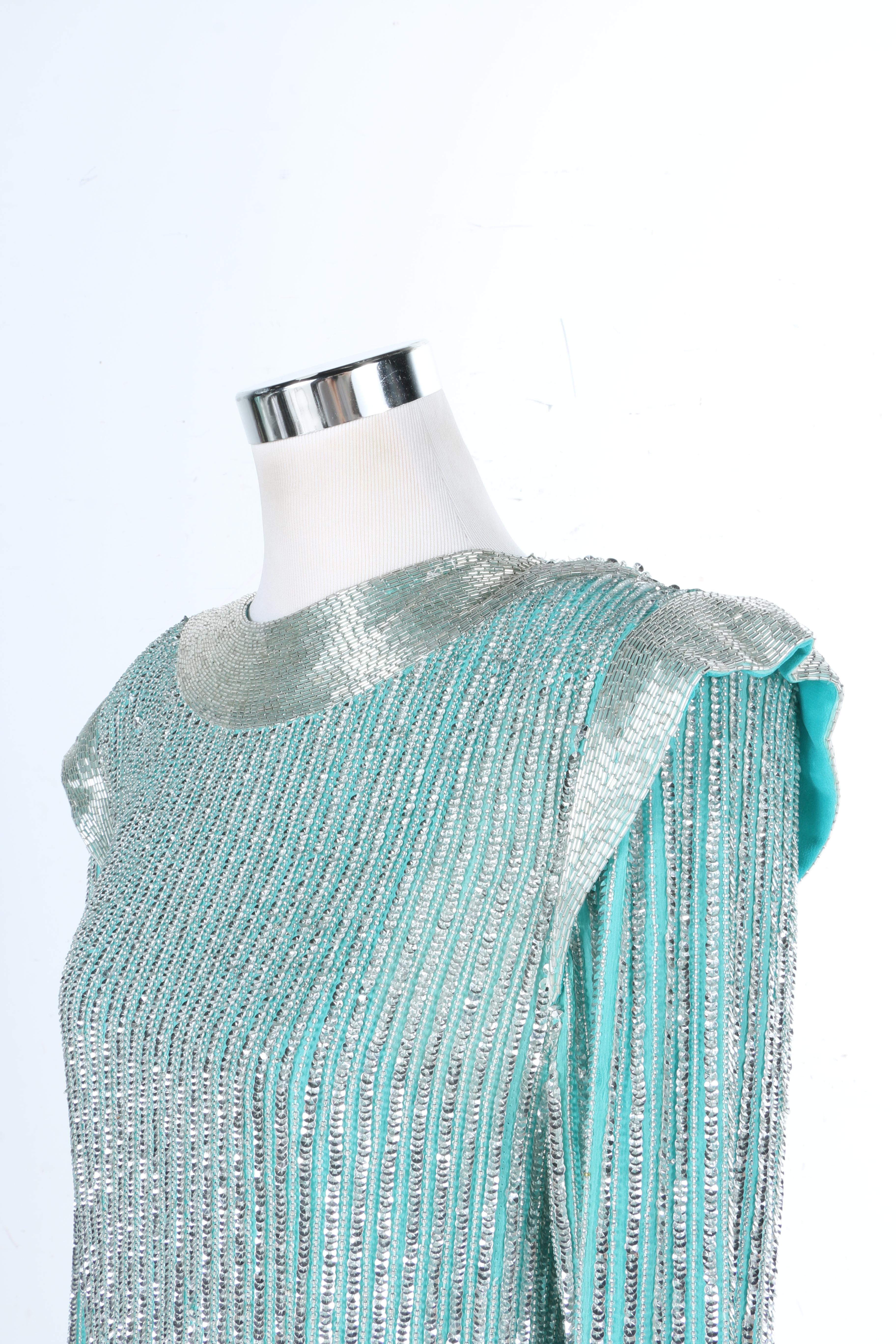 Vintage Silk Beaded and Sequined Evening Dress