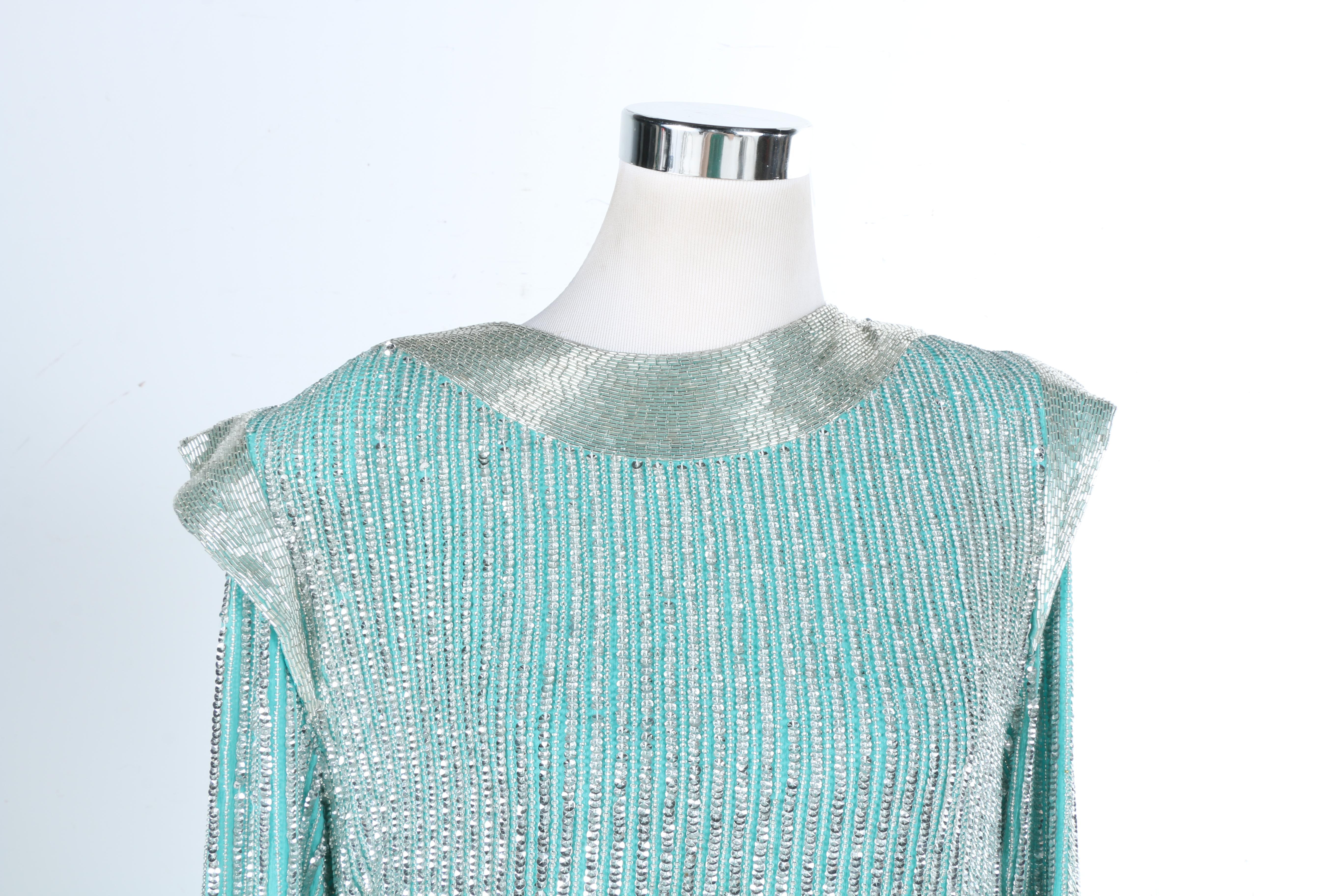 Vintage Silk Beaded and Sequined Evening Dress