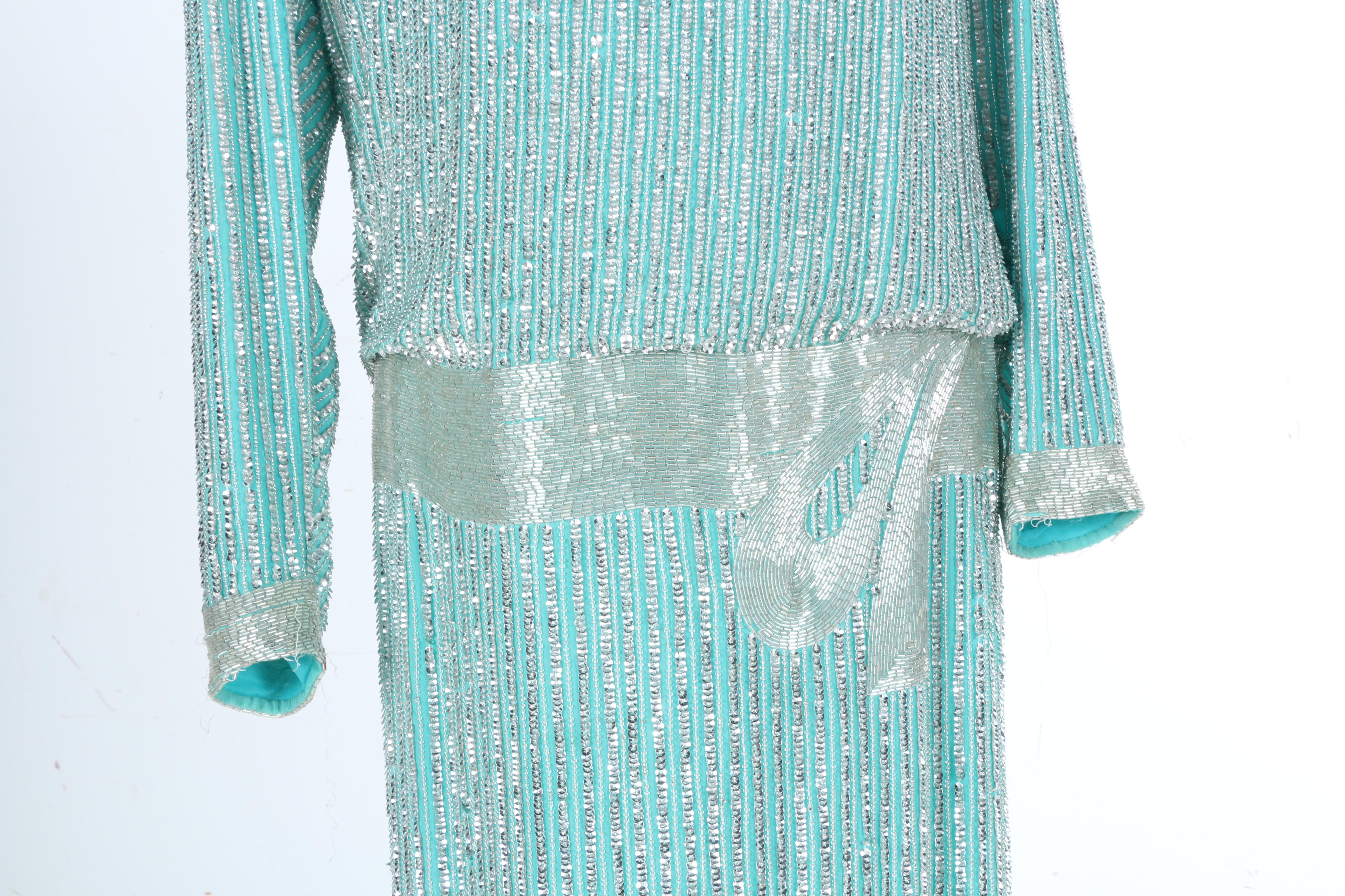 Vintage Silk Beaded and Sequined Evening Dress