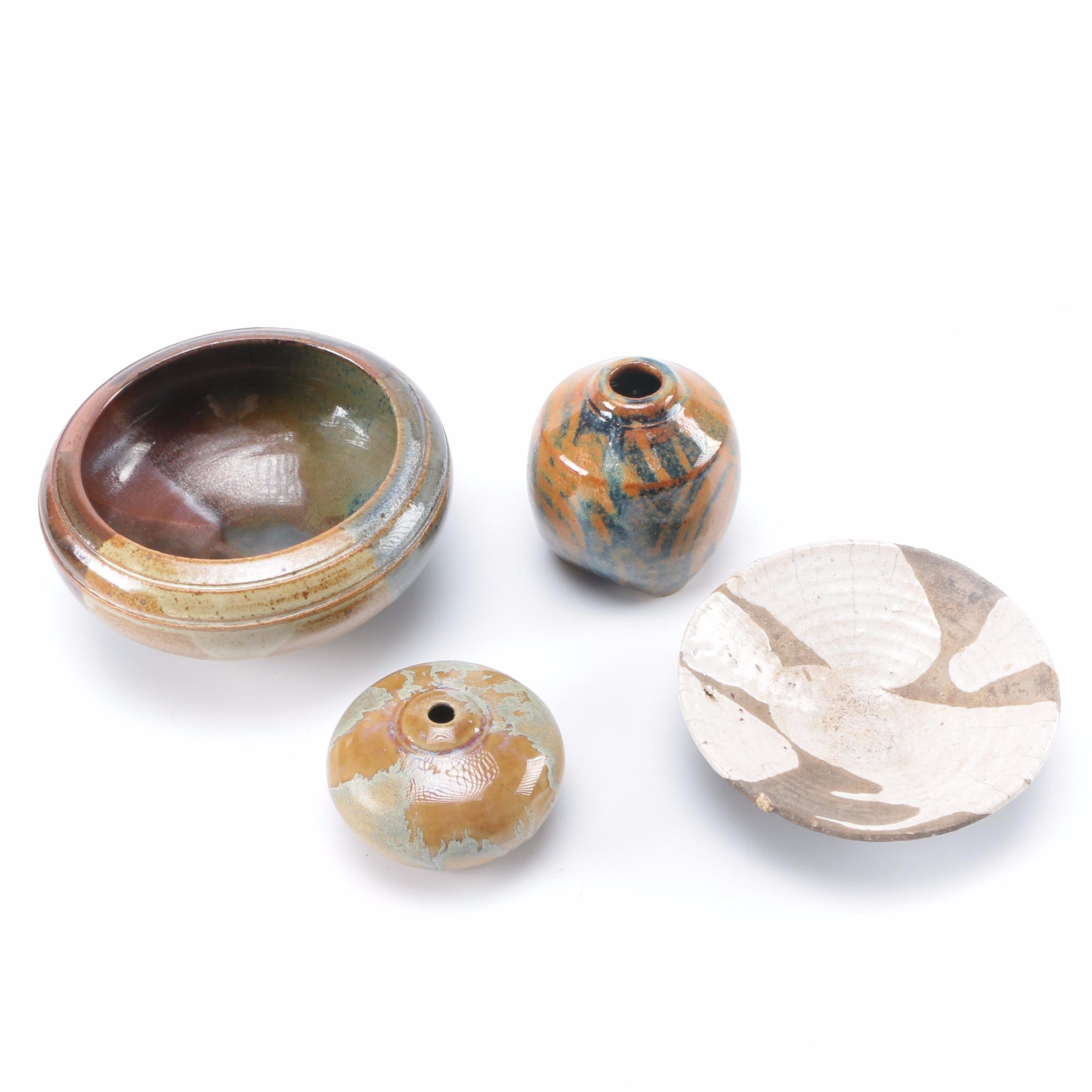 Wheel-Thrown Ceramic Bowls, Vase, and Seed Jar