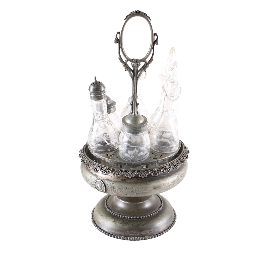 Rogers, Smith & Co. Condiment Server and Glass Bottles