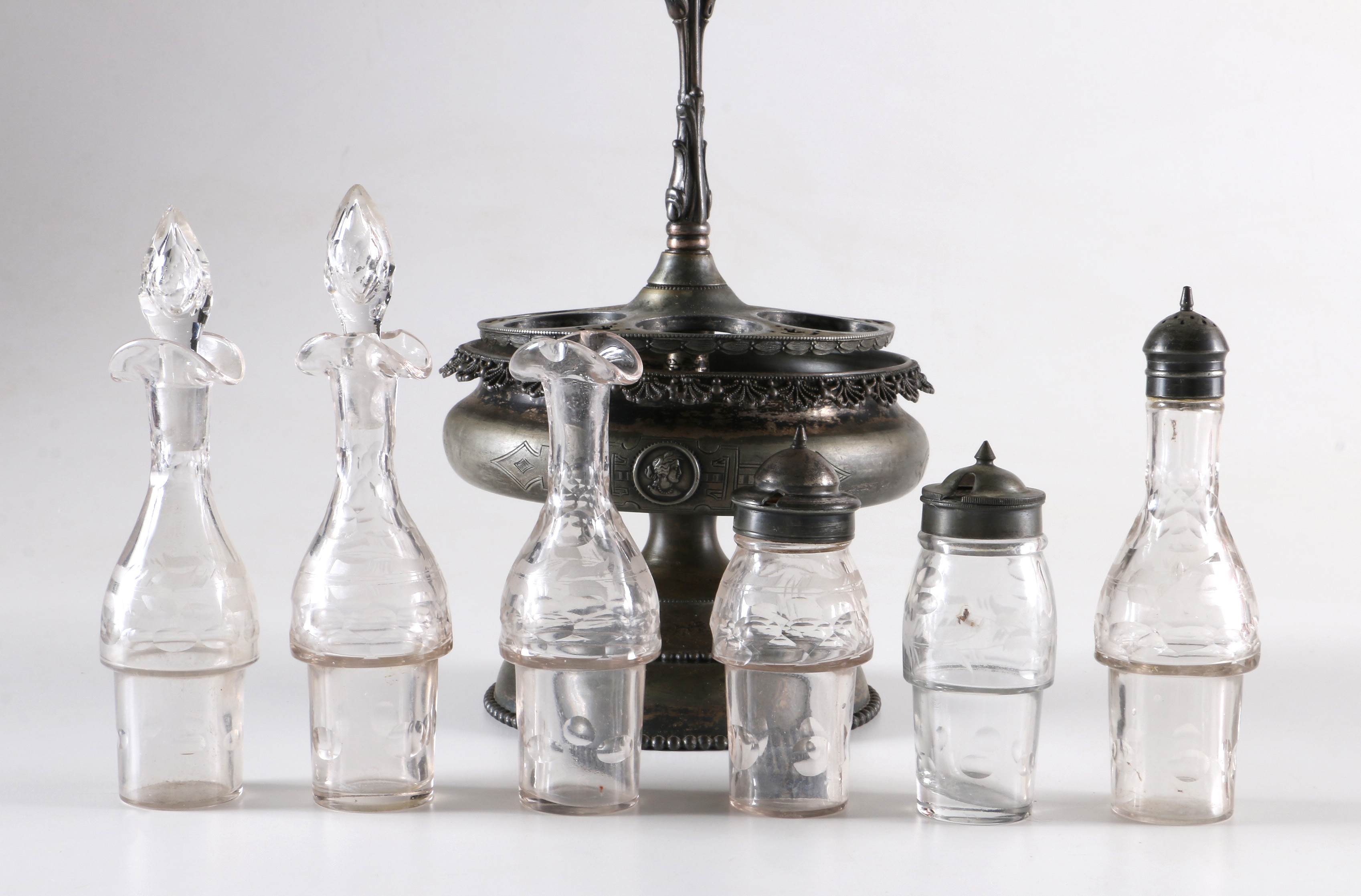 Rogers, Smith & Co. Condiment Server and Glass Bottles