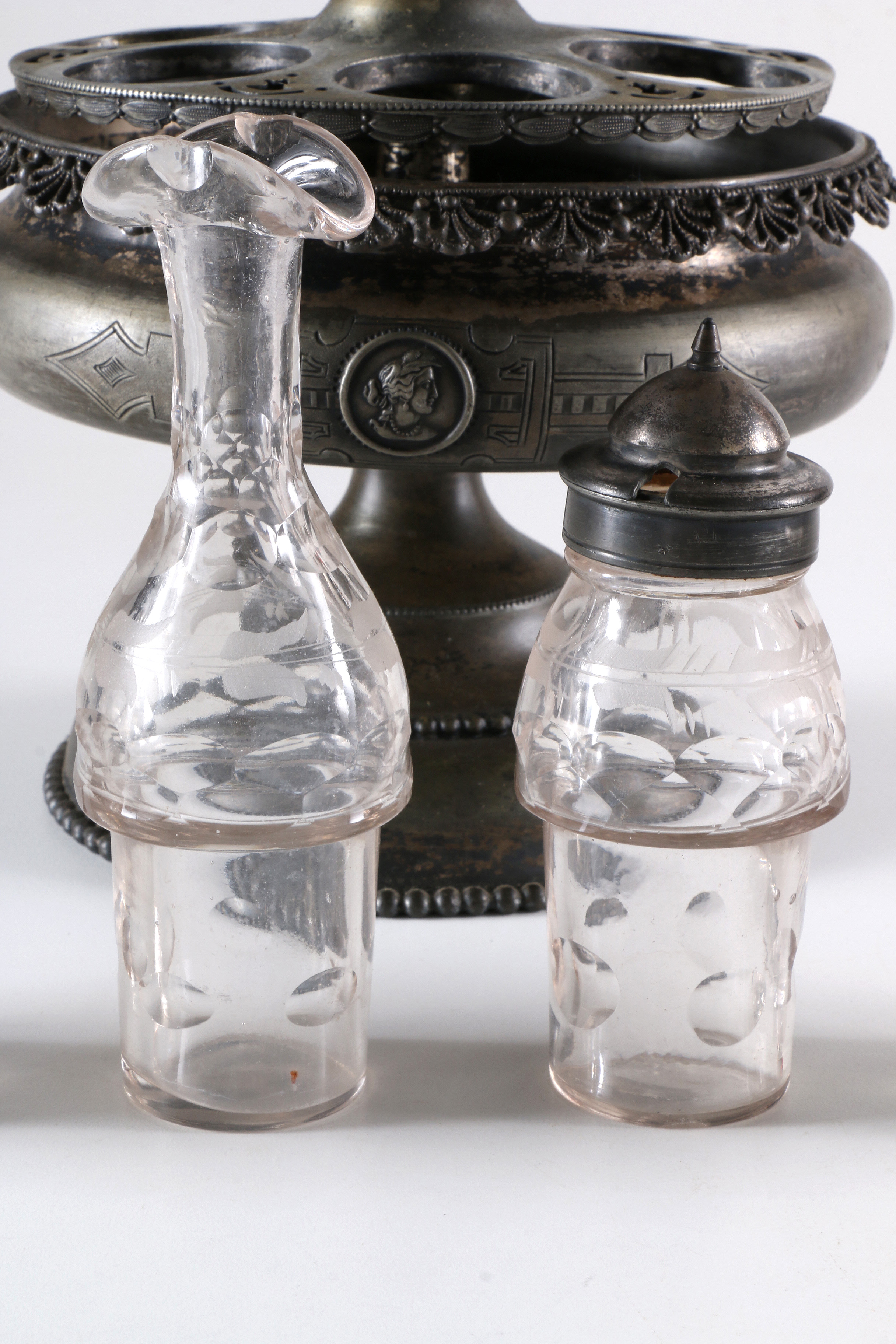 Rogers, Smith & Co. Condiment Server and Glass Bottles