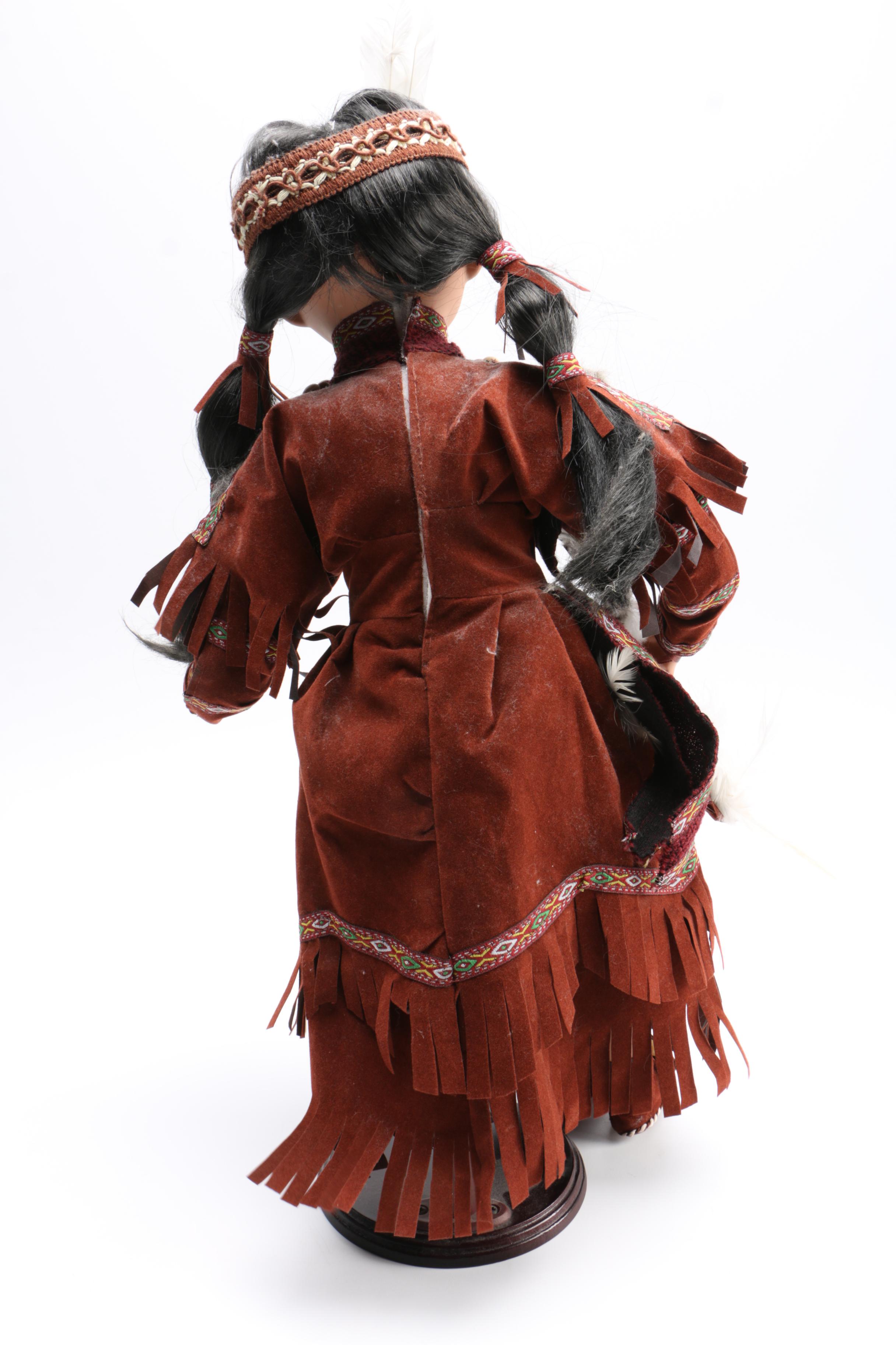 Porcelain Dolls in American Indian Style Outfits and More