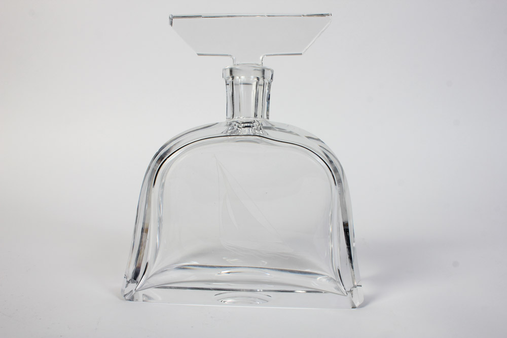 Crystal Decanter with Etching of Sail Boat