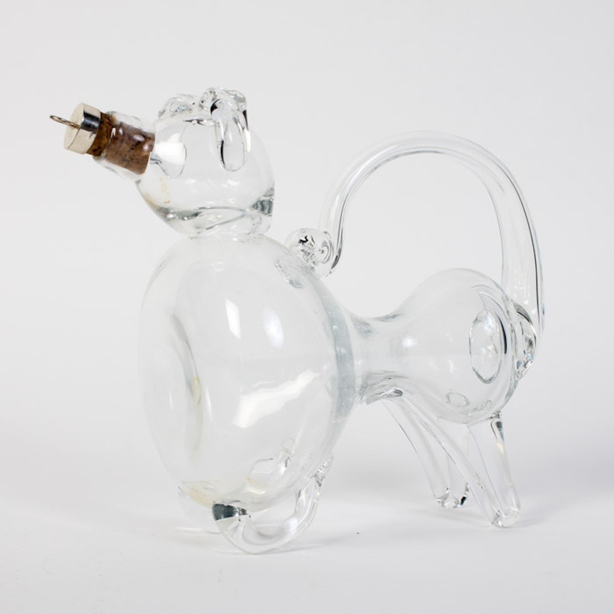 Dog Decanter with Sterling Silver and Cork Stopper