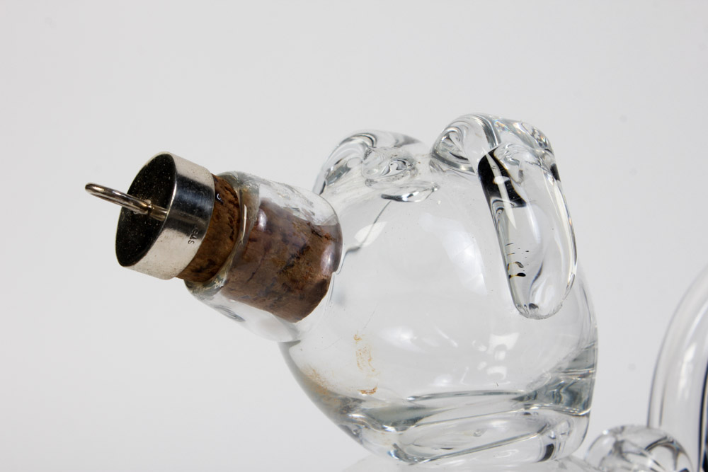 Dog Decanter with Sterling Silver and Cork Stopper