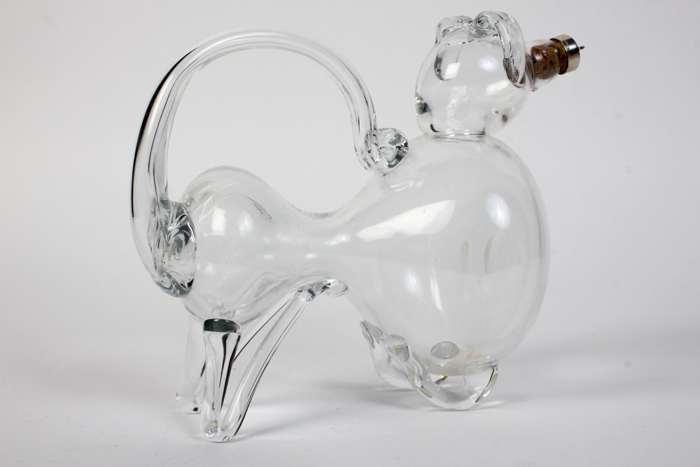 Dog Decanter with Sterling Silver and Cork Stopper