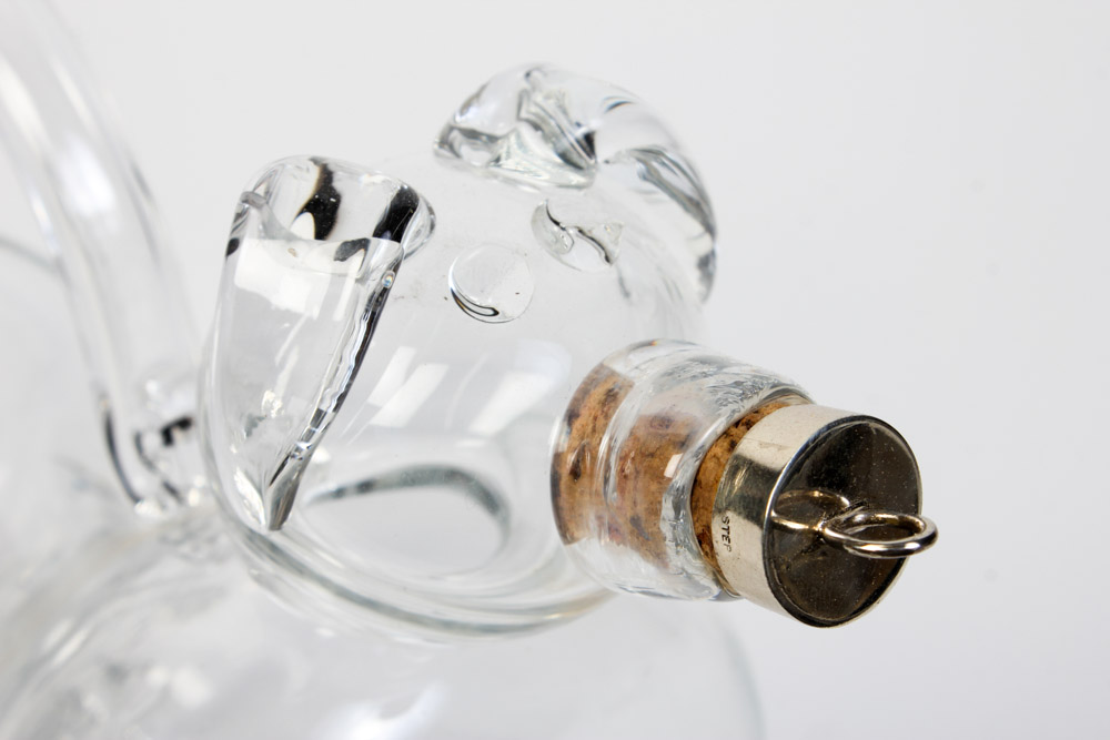 Dog Decanter with Sterling Silver and Cork Stopper